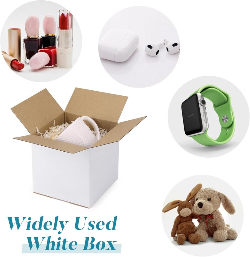 SPEPLA Shipping Boxes 6x6x6 Set of 6, White Corrugated Cardboard Box for Mailing Business Packaging - Image 5